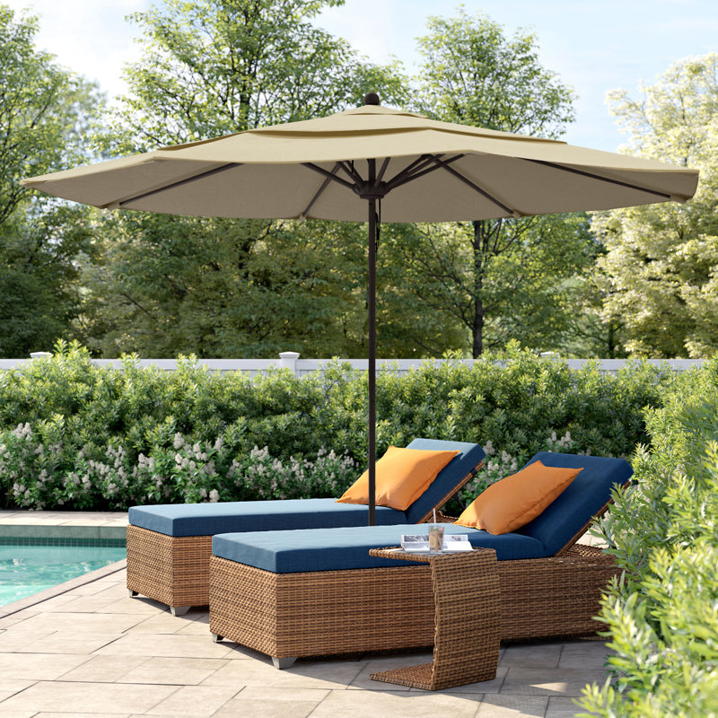 Parasol de marché 11 pi Hibo, Toile Sunbrella® beige antique