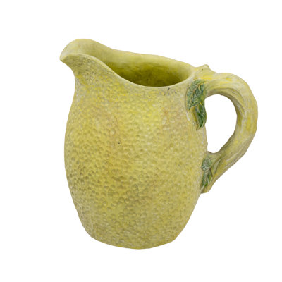 Vase 10 x 7,5 x 9,5 po à thème citron et ciment avec finition jaune texturée