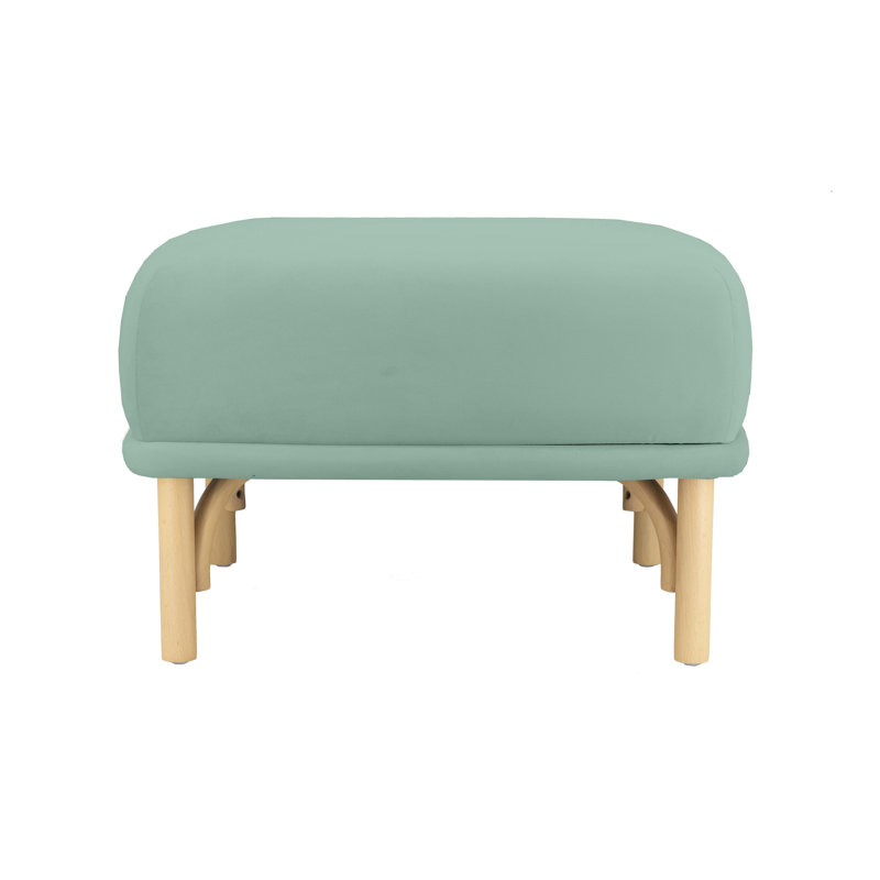 Repose-pieds carré standard en velours de 25,2 po de largeur, Velours bleu océan