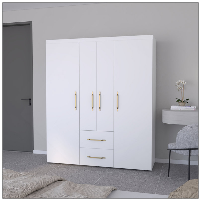 Armoire Elma, chambre à coucher, blanc, Blanc