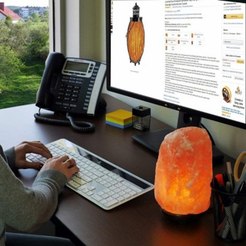 Lampe de sel Himalayan Glow avec base en bois - 6 lb