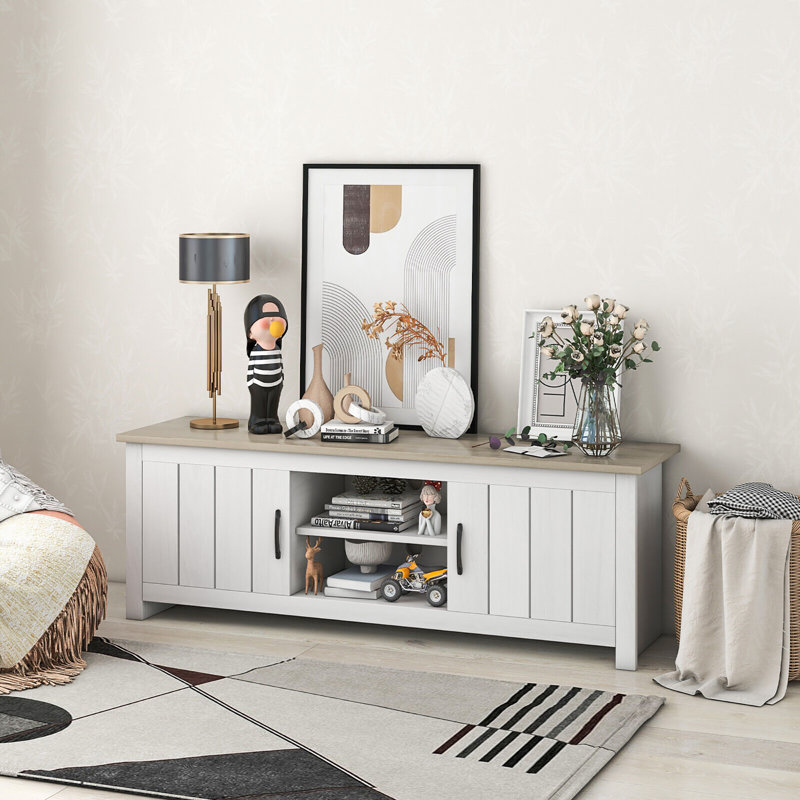 Crédence de rangement l 65 po Einari, Chêne blanc/blanc