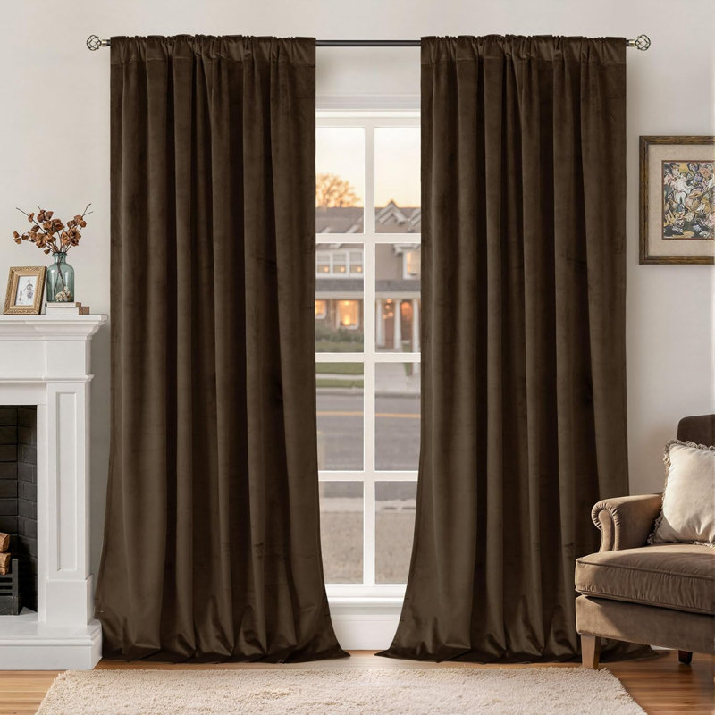 Rideau 100% velours occultant Luxury, L 52 po x L 72 po, Marron foncé