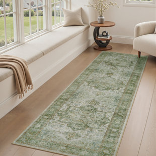 Tapis oriental floral lavable à la machine pour le salon, la chambre à coucher