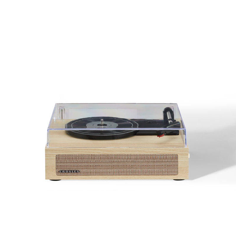 Natural Wood Portable Belt Drive Turntable with Bluetooth