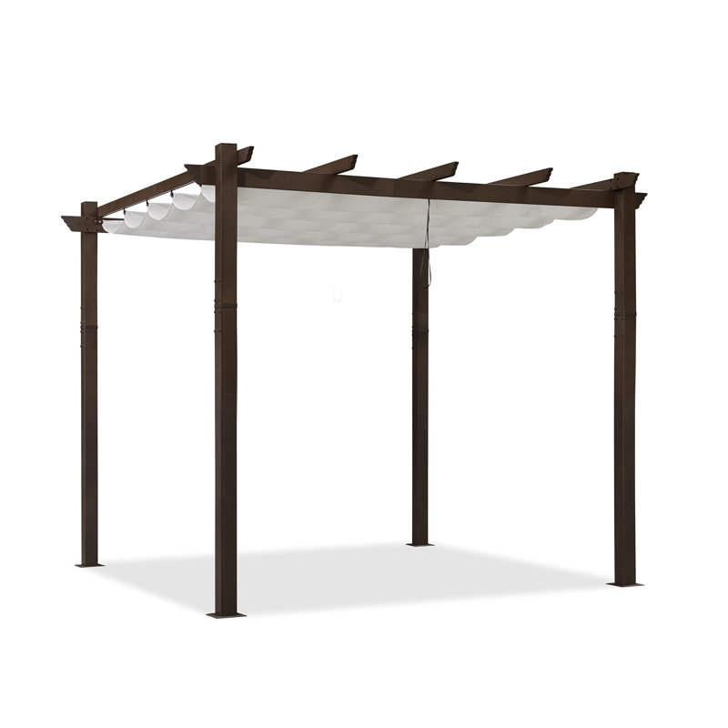Purple Leaf Aluminium Pergola With Canopy, White, 96.5"H x 118"W x 118"D
