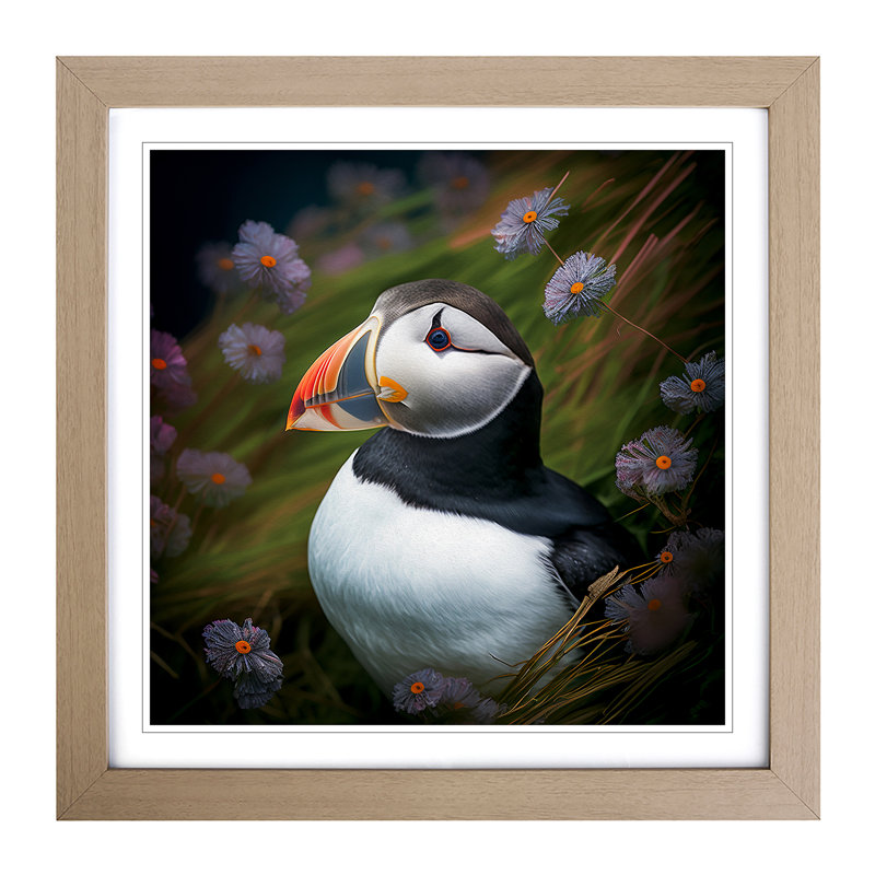 Puffin Photograph - Framed Print, Oak