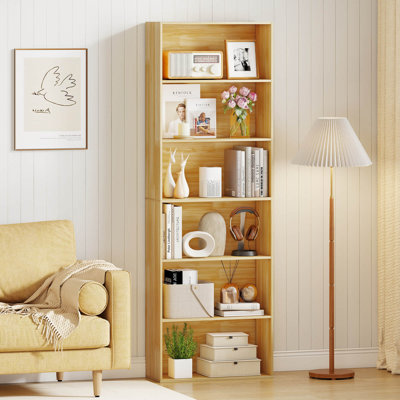6-Tier Bookshelf w/Open Shelves, Anti-Tipping Kits for Living Room Bedroom Study