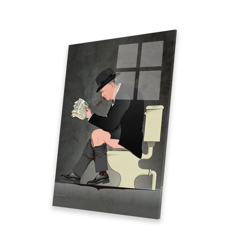 Winston Churchill sur la toilette par WyattDesign - peinture sans cadre