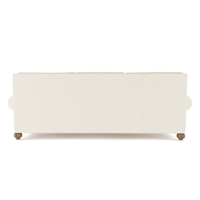 Leroy Rolled Panel-Arm Sofa with Bun Feet, Box Weave Linen Pumice, 36" H x 84" W x 49" D, Weathered
