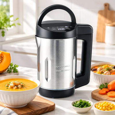 Machine à soupe 1,6 L, chauffage rapide 900 W, programmes numériques pour soupes lisses et grosses