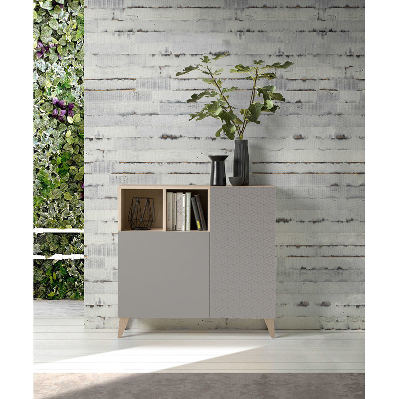 12 Pair Shoe Storage Cabinet, Light Oak/Taupe