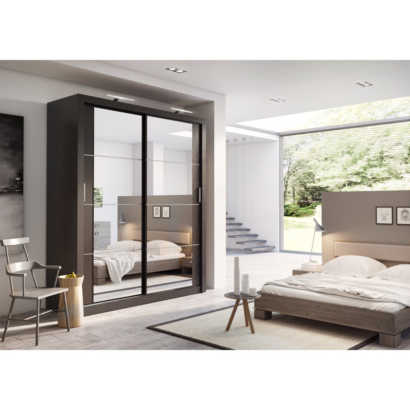Tengan 2 Door Glass Wardrobe, Black, Yes