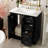 30" Black Bathroom Vanity with Ceramic Sink, Solid Wood Frame, 3 Drawers & Soft Closing Doors-2047781422