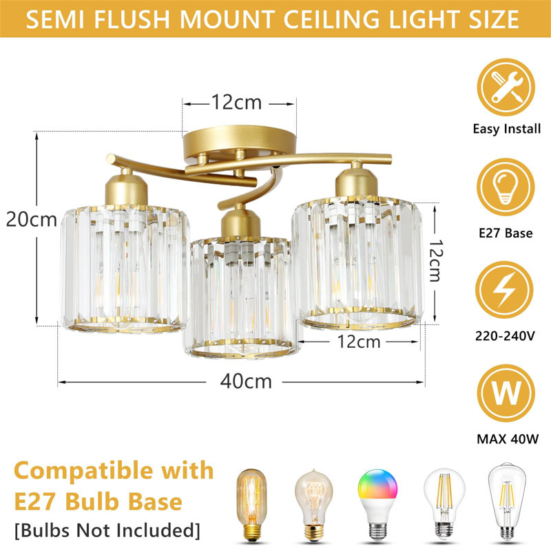 Semi Flush Mount, Gold