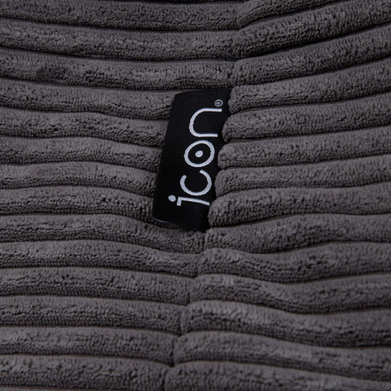 Bean Bag Bazaar Dalton Corduroy Recliner Bean Bag and Footstool, Charcoal Grey
