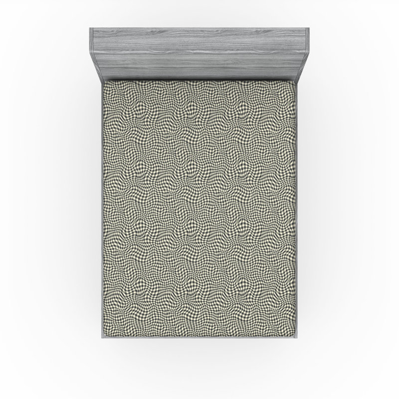 Drap-housse Ambesonne, Charcoal Grey Eggshell Checkered, Drap-housse de taille très grand