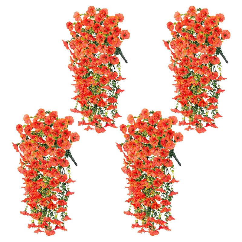 Kondieu Fleurs artificielles pour la décoration intérieure Fleurs artificielles pour l'extérieur Résistant aux rayons UV du matin Matins Gloires Fleurs Vignes Fleur à l'extérieur Décroissement pour le porche de mariage Patio Balcon Jardinière Jardin