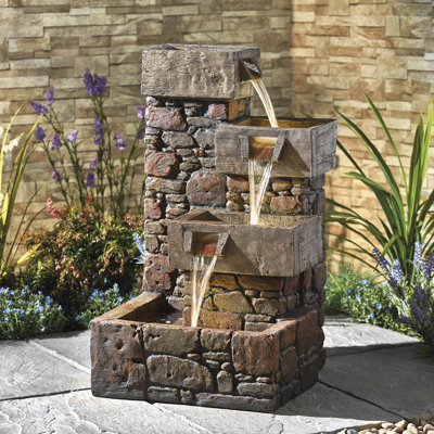 Amily Outdoor Rock Fountain with Lights