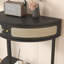 Table d'appoint exquise en demi-lune avec 2 tiroirs et une tablette inférieure