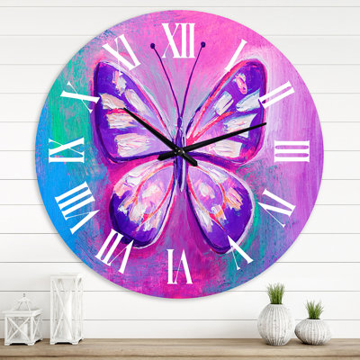 Portrait de papillon multicolore II - horloge murale moderne