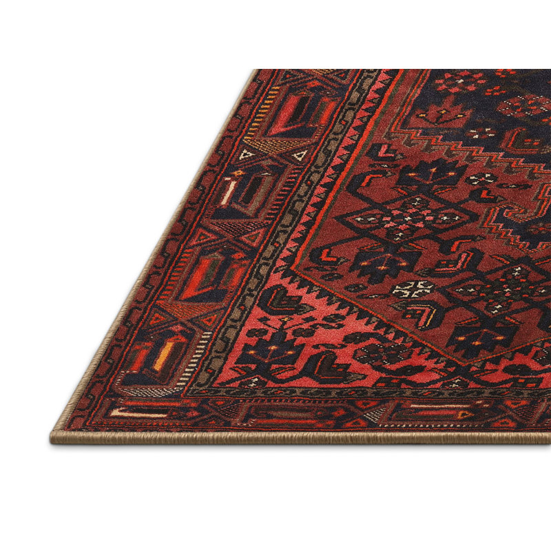Tapis traditionnel noir / rouge / beige Cassander, Rectangulaire 8 pi x 12 pi