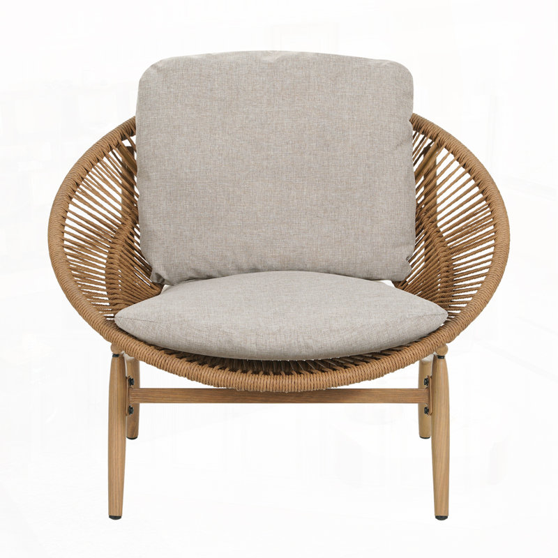 Chaise longue d'extérieur en osier Papasan, Beige, Marron clair