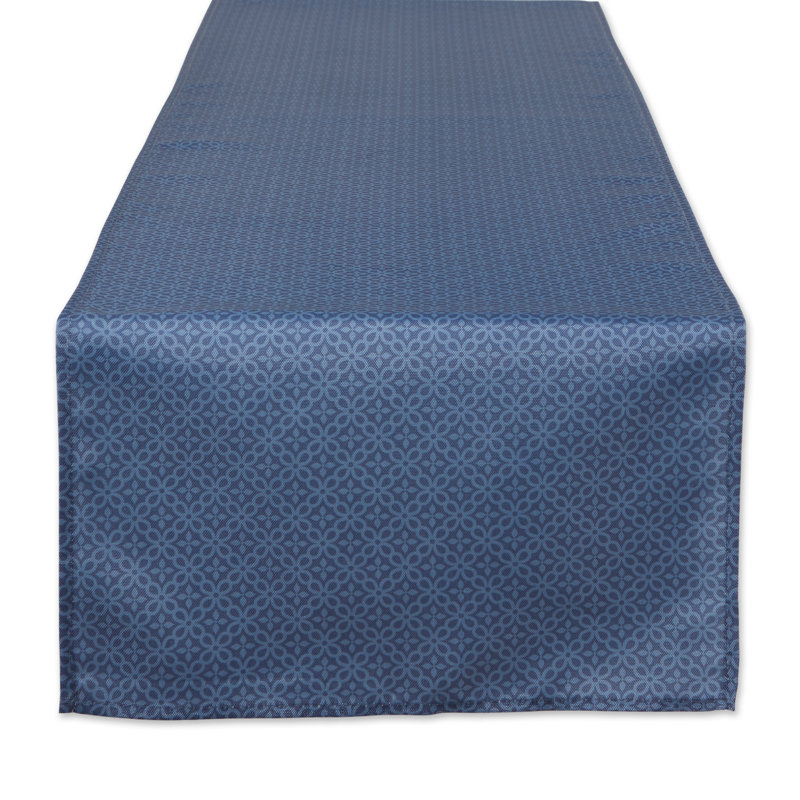 Afat Geometric Table Runner, 72" L x 14" W, French Blue