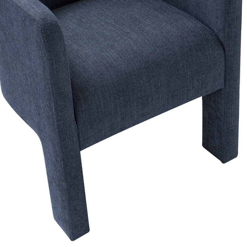 Chaise avec accoudoirs à dossier bas Braien, Bleu marine