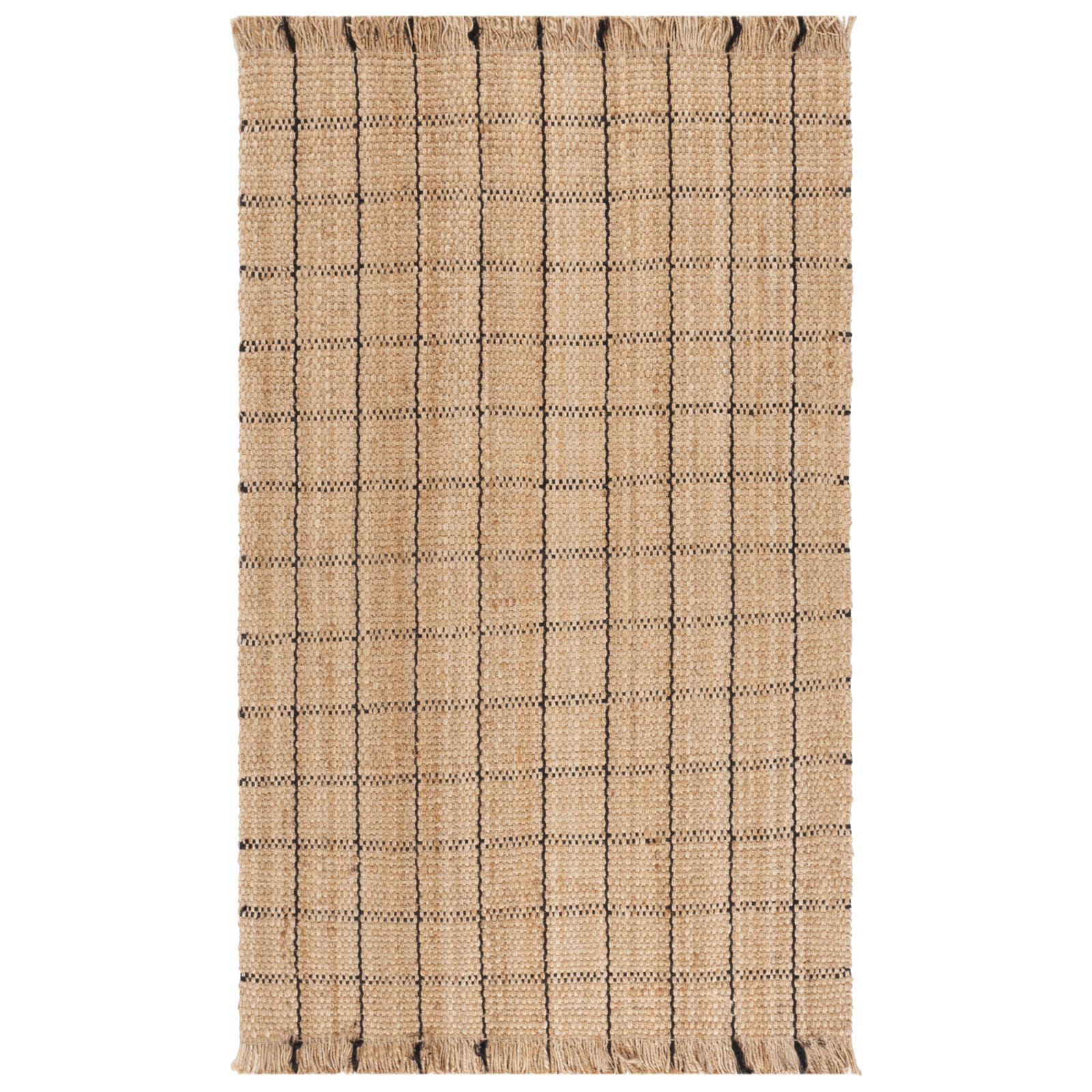 Natural Fiber 602 Hand Woven Jute Geometric Rug, Rectangle 4' x 6'