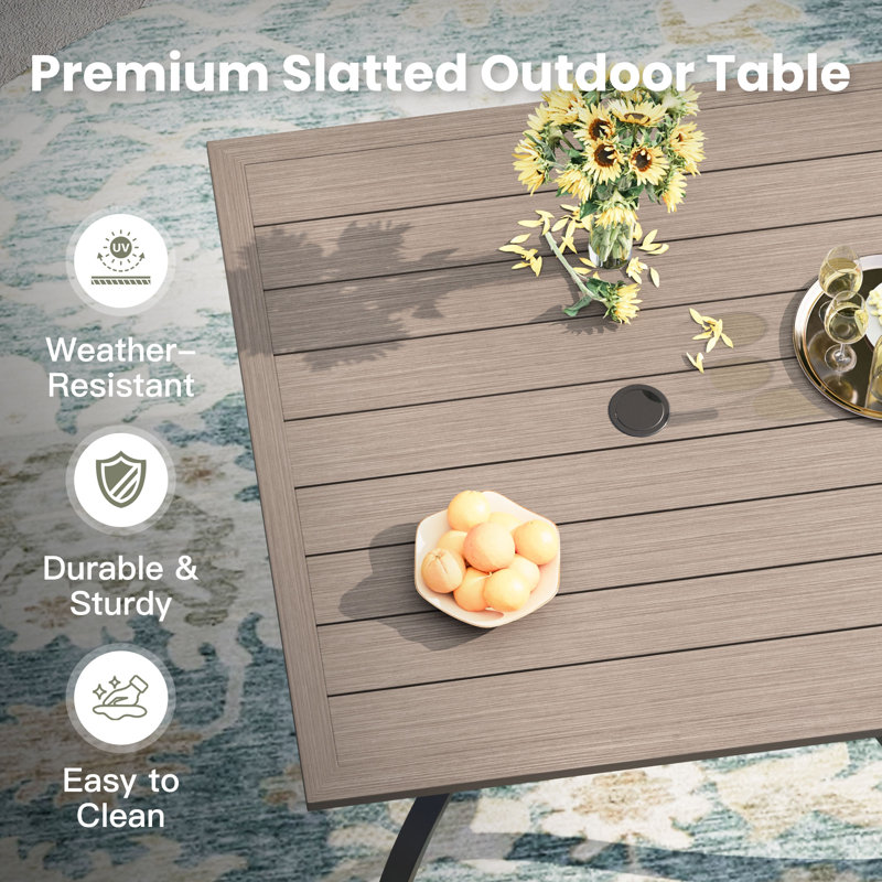 Square Outdoor Patio Dining Table, Brush Wood Gray