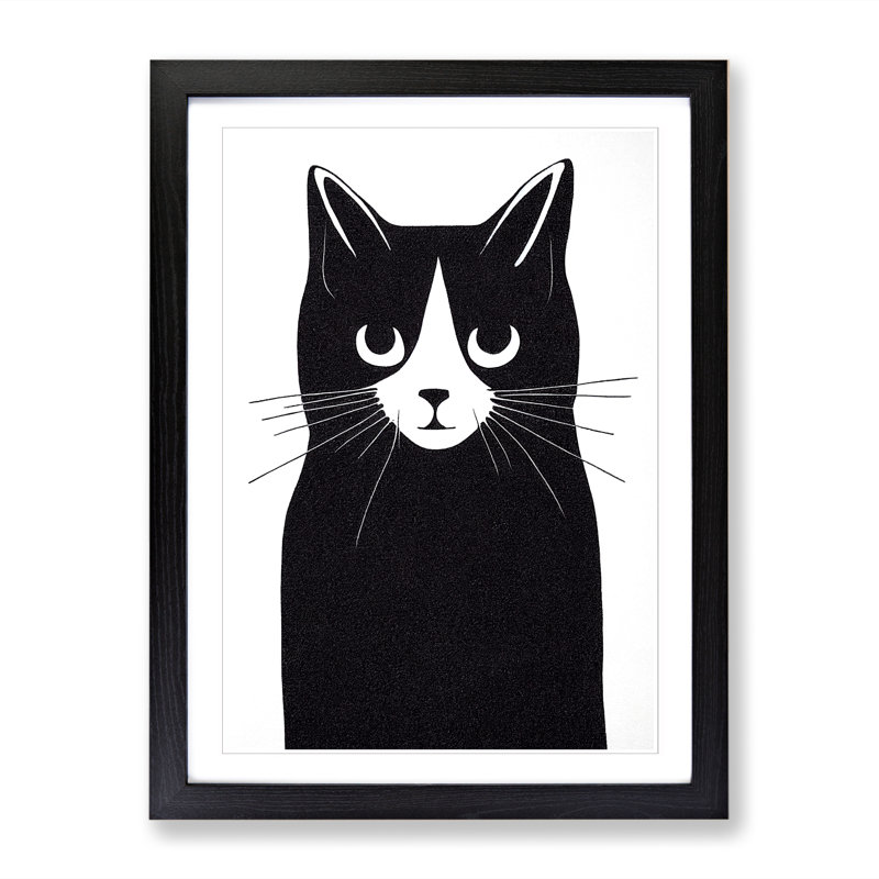 Cat Minimalism Vol.2 1 Piece Wall Art, 34cm H x 25cm W, Walnut Framed