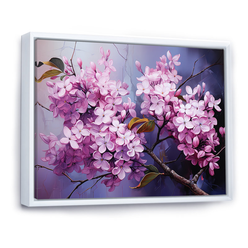 Lilas beauté dévoilé sur toile, H 16 po x l 32 po x P 1 po, Cadre flottant blanc
