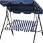 Balancelle de patio bleu foncé 3 Coussin amovible. Fabrication en acier. Auvent réglable pour le jardin, la cour. Profitez du plein air. Capacité de charge de 440 lb. L 67,75 po x P 43,25 po x H 60,25 po.