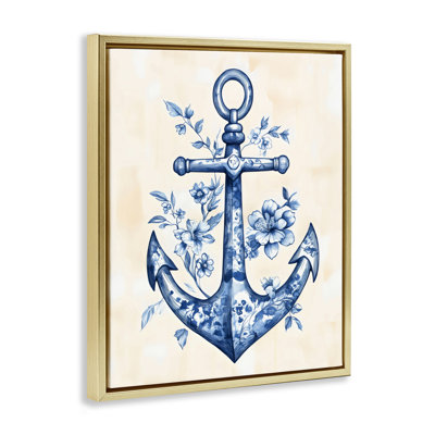 Cadre flottant à motif floral bleu, par Arlington Prints