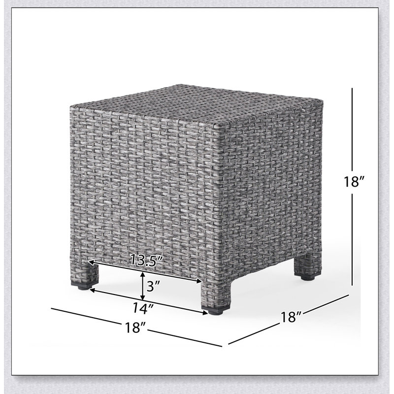 PUERTA ACCENT TABLE Polyethylene Rattan Cube Shape No Assembly 18.00” W x 18.00” D x 18.00” H