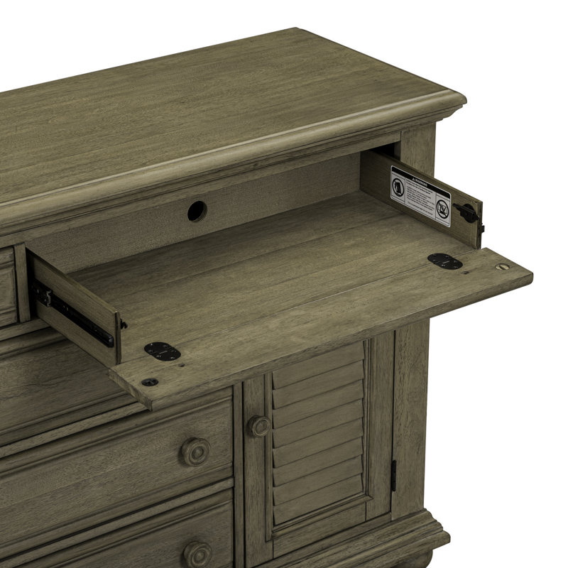 Commode 2 portes 5 tiroirs Alvy, Tan