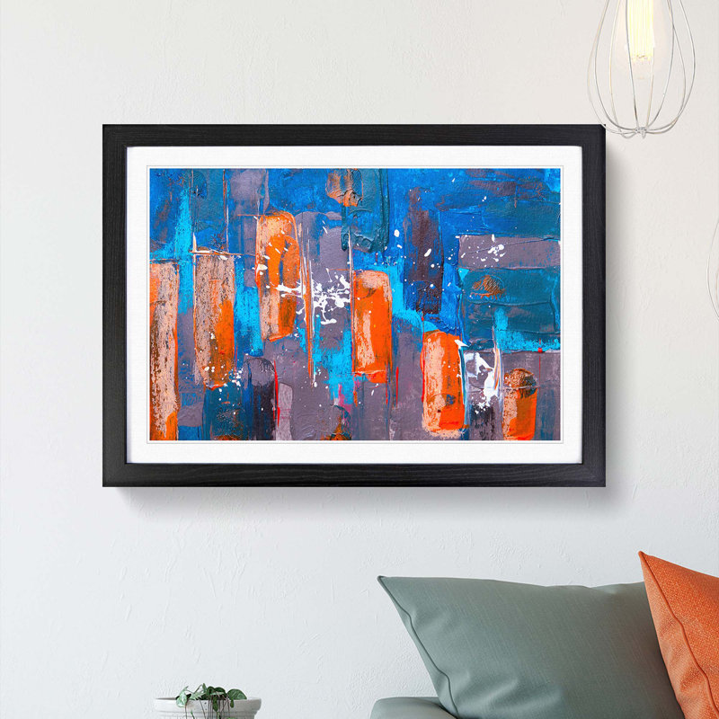 Abstract Art Painting Vol.13 by S.Johnson - Picture Frame Painting Print, 27cm H x 36cm W x 2cm D, Black Framed