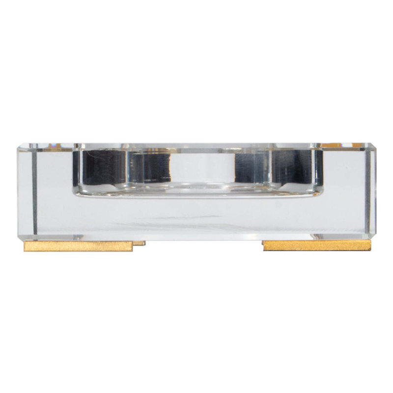 Crystal Candle Holder, 1" H x 4.25" W x 4.25" D, Yellow/Clear