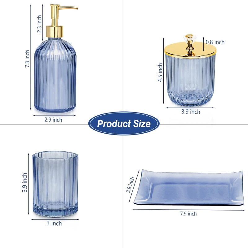 Cothren Bathroom Accessory, Blue Glass
