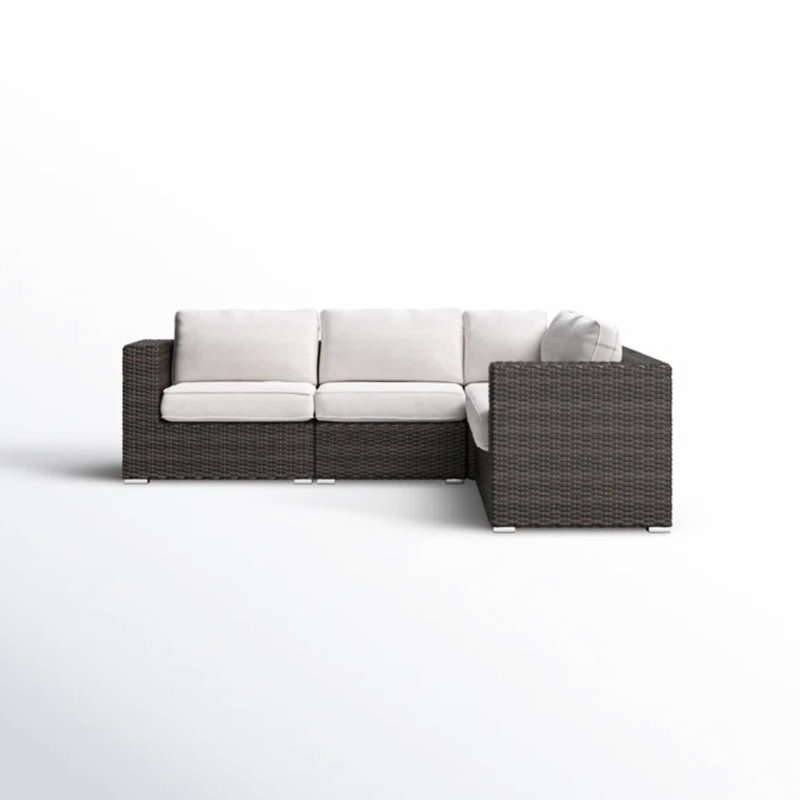 Ensemble de conversation modulaire d'extérieur entièrement assemblé avec - structure et coussins remplis de mousse d'eau, conception modulaire en forme de L toutes saisons, aucun assemblage nécessaire pour une utilisation au jardin
