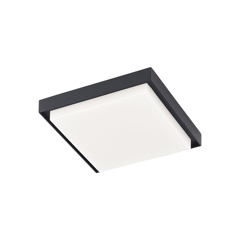 Plafonnier encastré d'extérieur à DEL Ridge, Noir, H 1,5 po x l 8,25 po x P 8,25 po