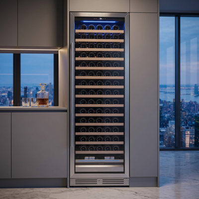 Yeego Singel Zone 23.4" 165 Bottle Wine Refrigerator Freestanding/Build-in Wine Cooler