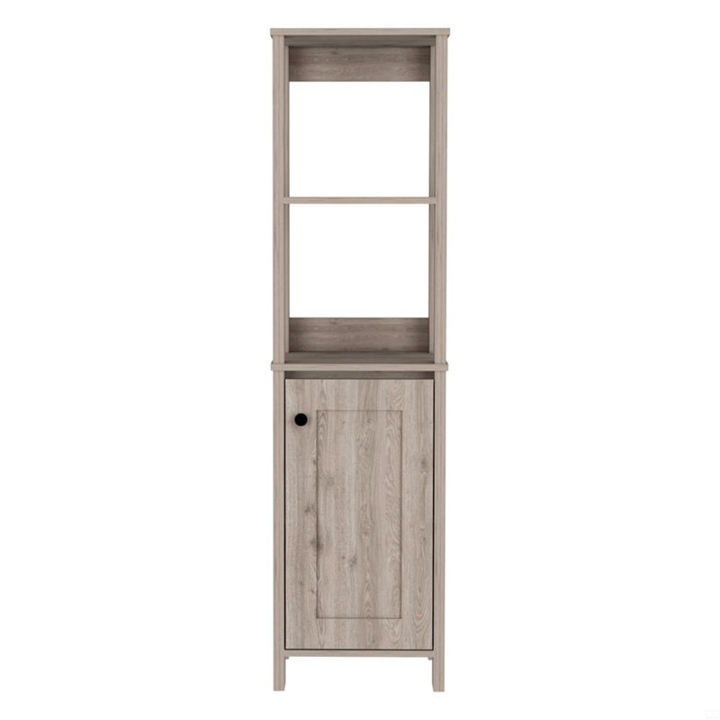 Linen Cabinet, Two Interior  Shelves, Two Open Shelves, Single Door