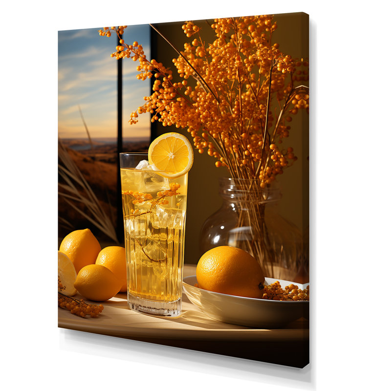Cocktail jaune paille ensoleillée Téquila III - Art mural cocktails, H 40 po x l 30 po x P 1,5 po