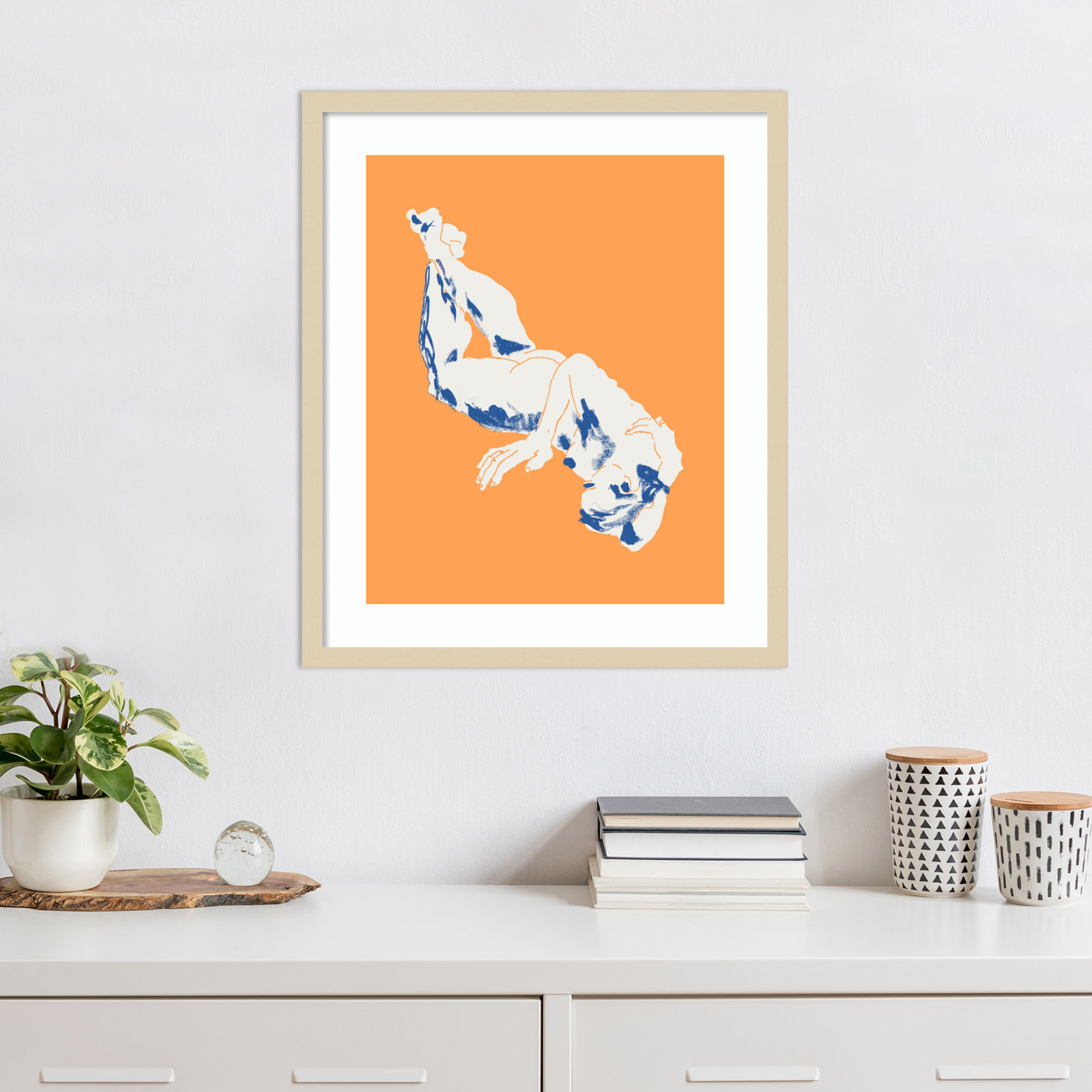 Nude Orange by Nantucket Wood Framed Wall Art Print, Brown, 25" H x 21" W