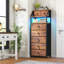 Grande armoire de rangement à 7 tiroirs avec éclairage à DEL, organisateur moderne avec tablette ouverte pour le salon de la chambre à coucher, brun-998770783