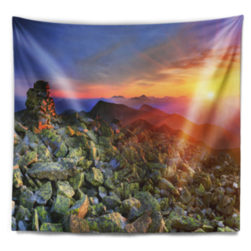 Tapisserie en polyester vif carpathian à montagnes avec accessoires suspendus inclus, H 50 po x l 60 po