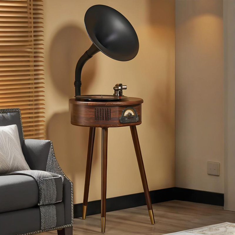 48.03"H Retro Record Player with Bluetooth Speaker Integrated Phonograph
