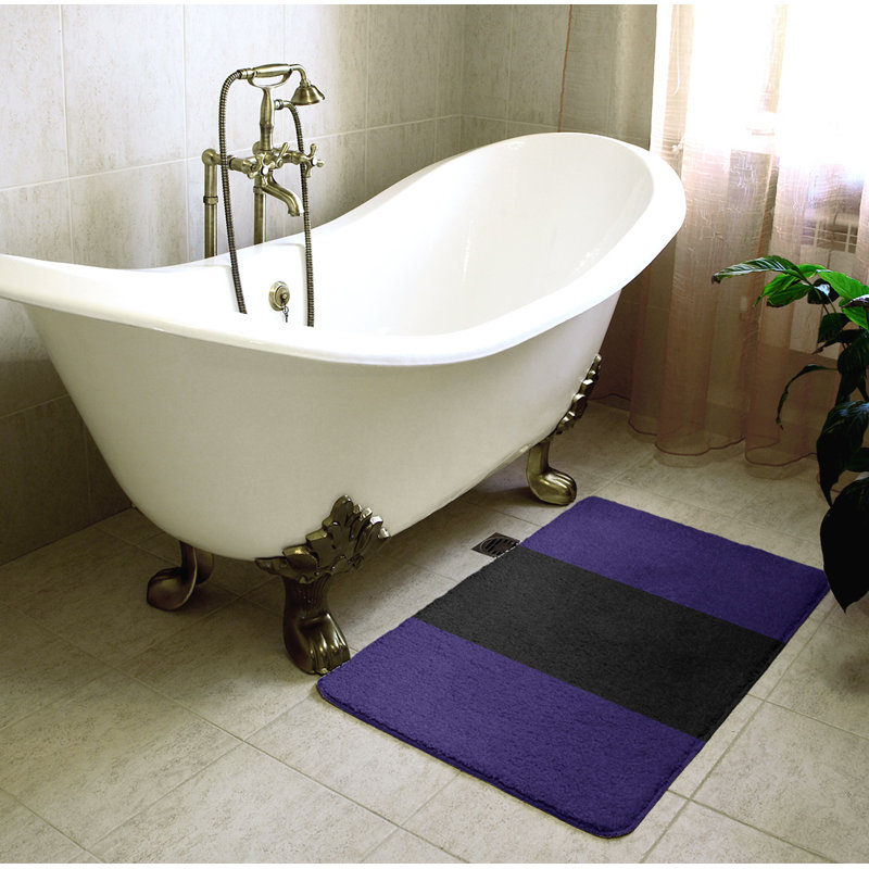 Tapis pour salle de bain Tennessee, l 21 po x L 34 po, Indigo / noir